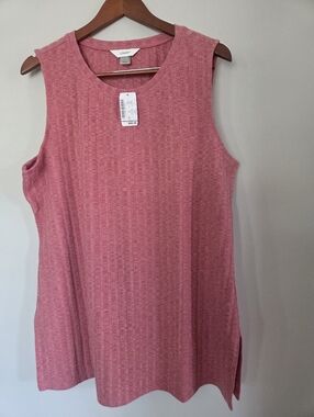 NWT  CJ Banks Pink Ribbed Sleeveless Tunic Tank Top